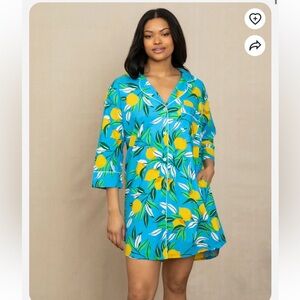 SOLD PRINTFRESH
Lemon Zest - Sleep Shirt - Turquoise Blue Lemon Print Shirt Dres